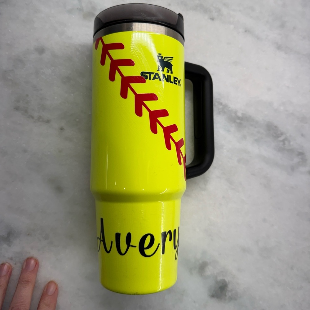 Custom softball theme Stanley insulated cup.